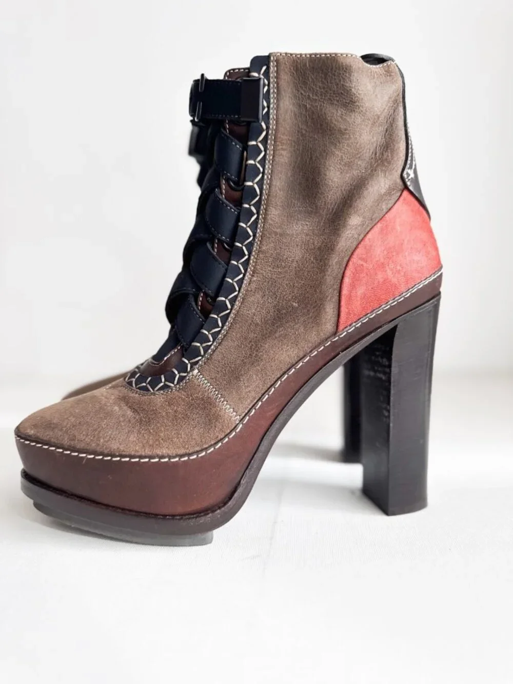 Rag and Bone Multicolor Block Heel Lace up Booties 39